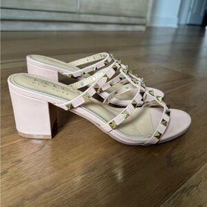 Nude Blush Studded Block Heel